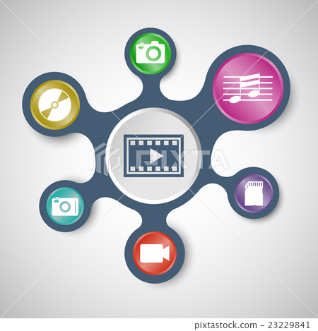 Media infographic with connected metaballs Media infographic with connected metaballs 23229841