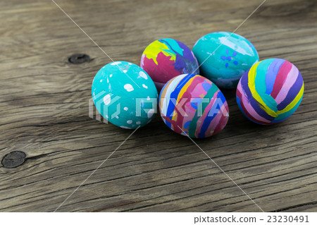 Easter eggs on wooden background. Selective focus. Easter eggs on wooden background. Selective focus. 23230491