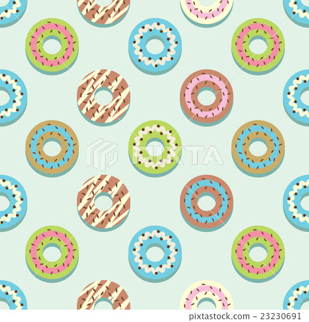 Seamless Pattern Different Style Strawberry Donuts Seamless Pattern Different Style Strawberry Donuts 23230691