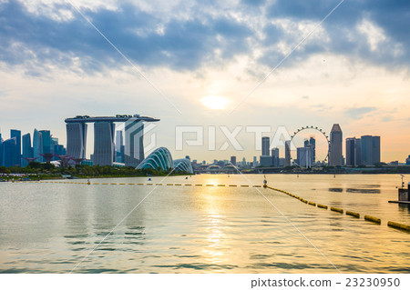 Sunset view of Singapore city skyline Sunset view of Singapore city skyline 23230950