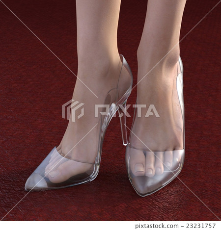 A beautiful leg woman wearing glass shoes perming3DCG Illustration material 23231757