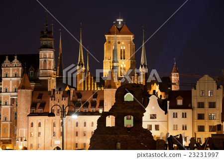 City of Gdansk Old Town Skyline by Night 23231997