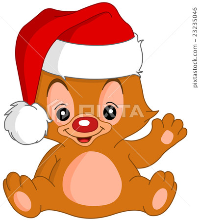 插圖素材: christmas waving teddy bear