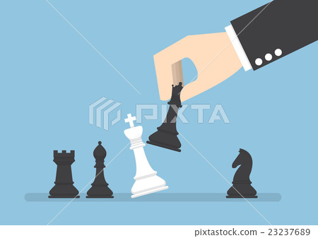 Businessman hand use black queen checkmate Businessman hand use black queen checkmate 23237689