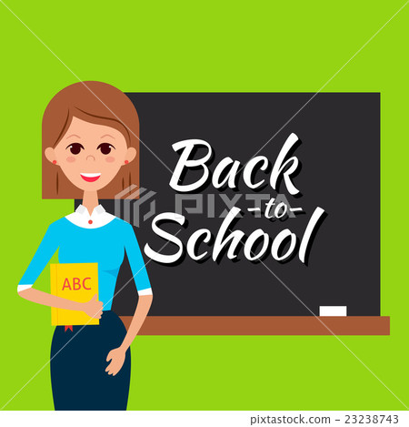 Teacher with Book and Back to School Blackboard Teacher with Book and Back to School Blackboard 23238743