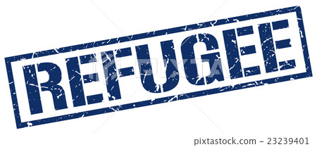 Refugee Blue Grunge Square Vintage Rubber Stamp - Stock Illustration ...