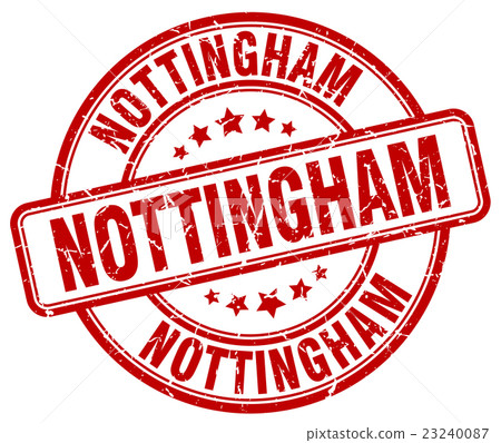 Nottingham red grunge round vintage rubber stamp 23240087