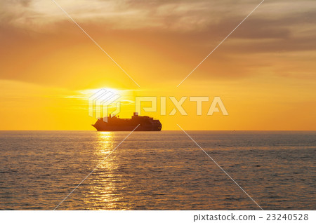 Dramatic sea and transport boat 23240528