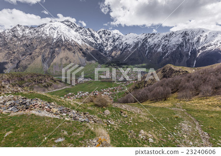 Aerial view of Stepantsminda Kazbegi, Georgia Aerial view of Stepantsminda Kazbegi, Georgia 23240606
