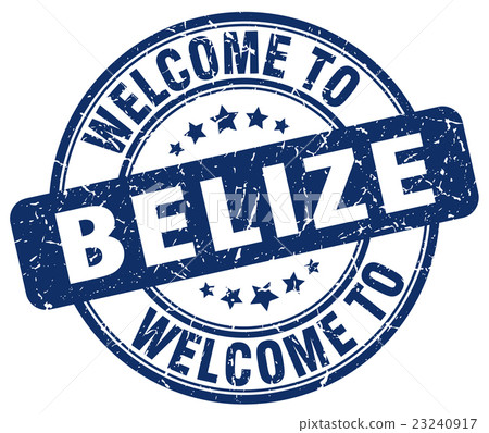 welcome to Belize blue round vintage stamp 23240917