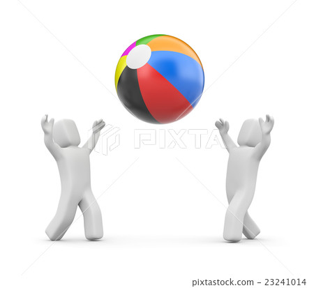 People playing with ball. 3d illustration 23241014