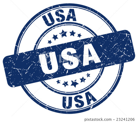 usa blue grunge round vintage rubber stamp - Stock Illustration ...