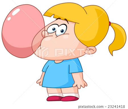 Girl blowing bubble from gum Girl blowing bubble from gum 23241418