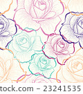 Color outline roses on white seamless pattern 23241535