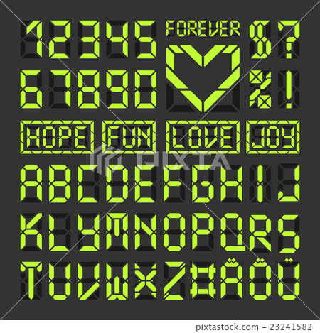 Digital led font alphabet letters and numbers 23241582