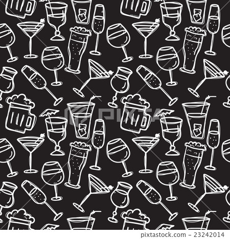 Vector doodle drinks seamless pattern. Beverages 23242014