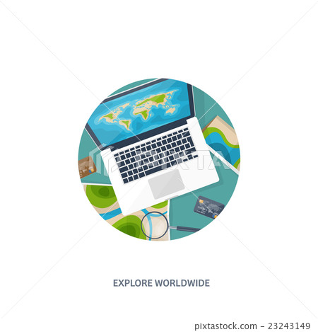 Travel and tourism. Flat style. World, earth map 23243149