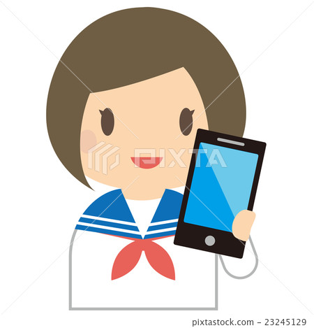 Schoolgirl with a smartphone upper body 23245129
