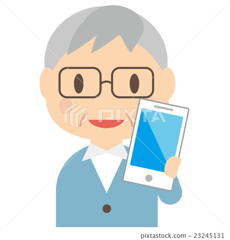 與智能手機上身上身的資深男性 與智能手機上身上身的資深男性 23245131
