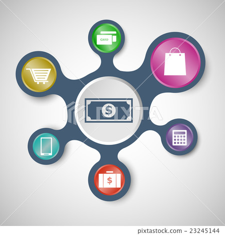Ecommerce infographic with connected metaballs Ecommerce infographic with connected metaballs 23245144