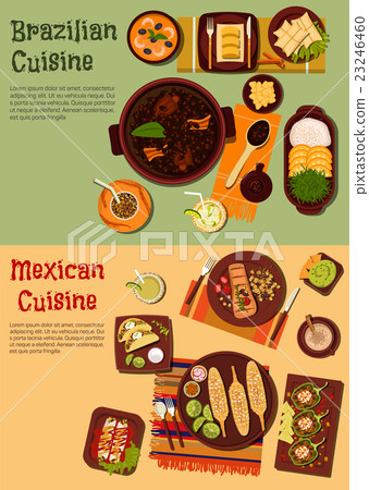 Authentic cuisine of Mexico and Brazil symbol  23246460