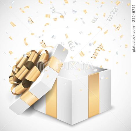 Opened gift box and confetti 23246735