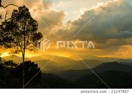 Sun rise with ray on mountain, Thailand. 23247987