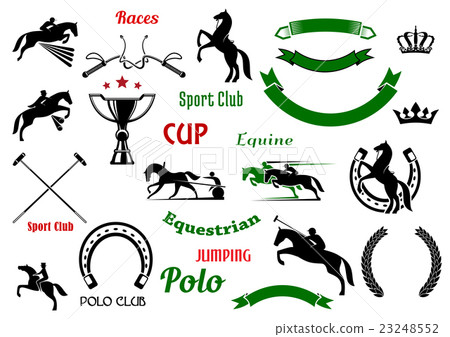 Equestrian sports design elements with horses 23248552
