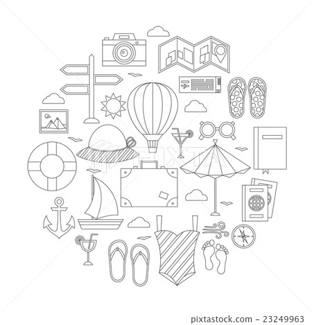 Flat Summer Holiday Line Objects Set 23249963