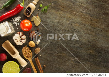 herbs and spices at table 23250261