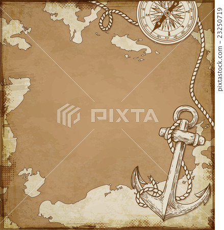 Map with anchor and compass Map with anchor and compass 23250719