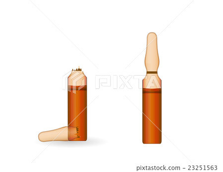 Transparent ampoule with substance on white 23251563