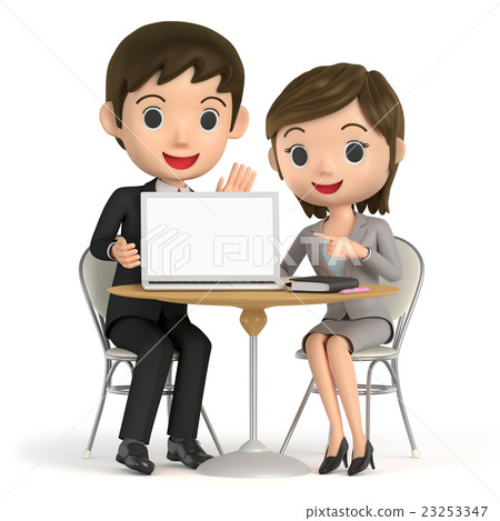 3D Illustration - Two businessmen talking while showing a laptop computer 3D Illustration - Two businessmen talking while showing a laptop computer 23253347
