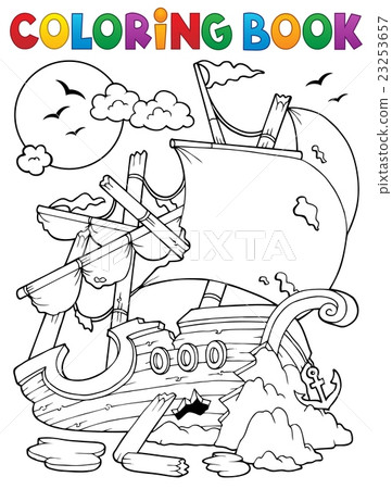 Coloring book shipwreck with rocks Coloring book shipwreck with rocks 23253657