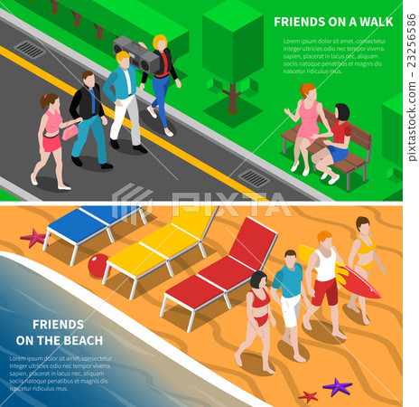 Friends Outdoor 2 Isometric Banners Composition Friends Outdoor 2 Isometric Banners Composition 23256586