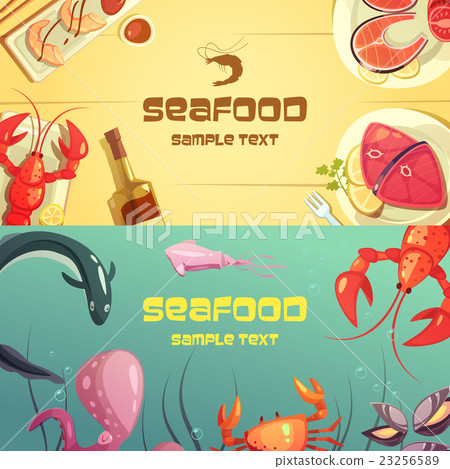 Seafood Cartoon Banners Seafood Cartoon Banners 23256589