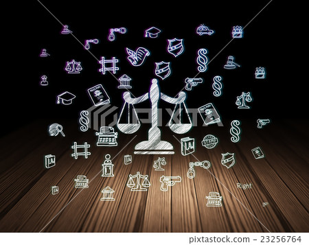 Law concept: Scales in grunge dark room 23256764