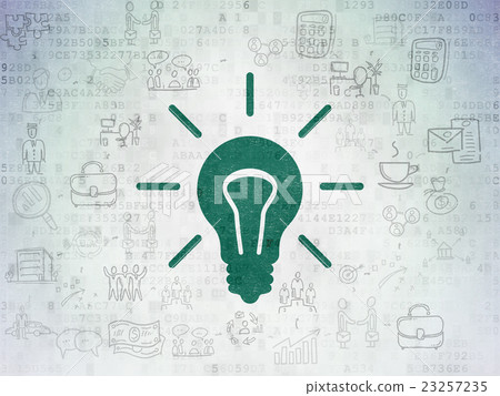 Finance concept: Light Bulb on Digital Data Paper - Stock Illustration ...