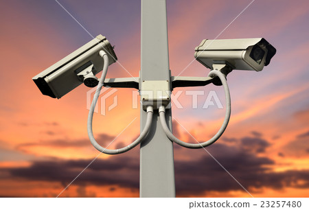 CCTV camera on the post 23257480