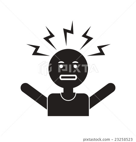 flat icon in black and white style man headache  23258523