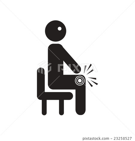 flat icon in black and white style man knee pain  23258527