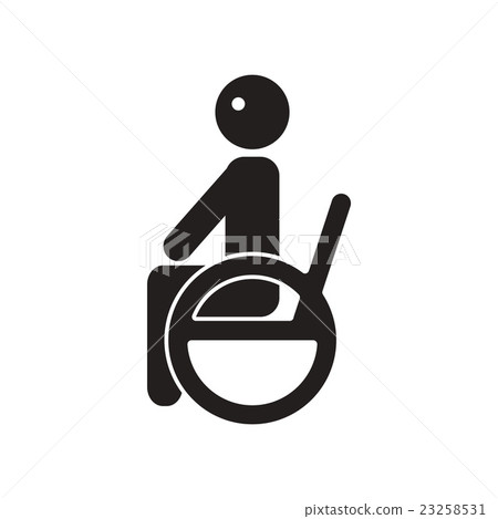 flat icon in black and white style man wheelchair  23258531