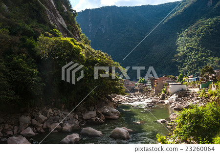 Aguas Calientes, the town and railway station  23260064