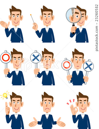 Nine kinds of gestures and facial expressions of men Nine kinds of gestures and facial expressions of men 23260582