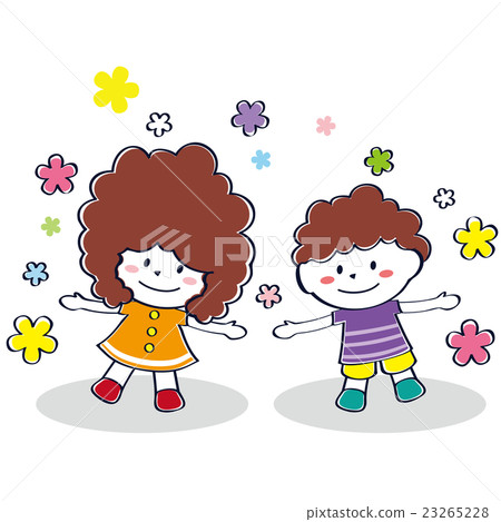 可愛的孩子傳播男人和女人蓬鬆的紅頭髮短袖 23265228