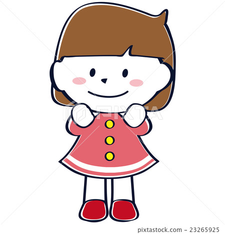 插图素材: 可爱的小女孩微笑全身