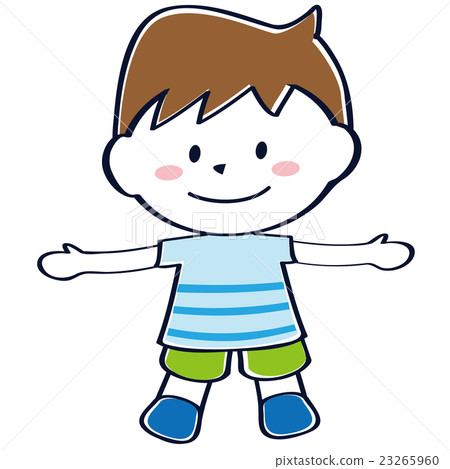 Cute little sleeve spreading both hands Boys smiling whole body 23265960