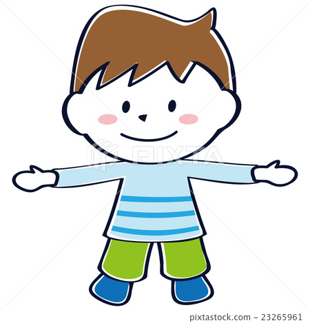 Boys spreading both hands of cute long sleeves... - Stock Illustration ...