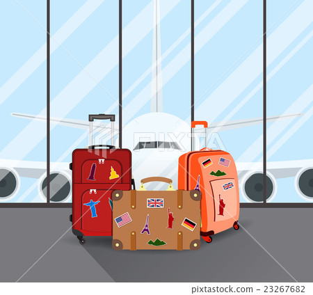 Travel suitcases in airport  23267682