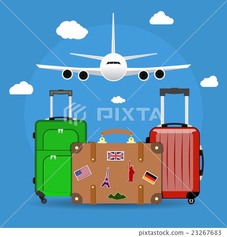 three Travel bag with clouds and plane three Travel bag with clouds and plane 23267683